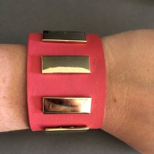Anna Pellissari coral leather cuff bracelet